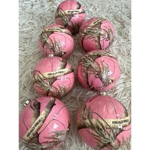 RealTree Pink Camouflage Christmas Ornaments Set of 7 Spherical Decorative Balls
